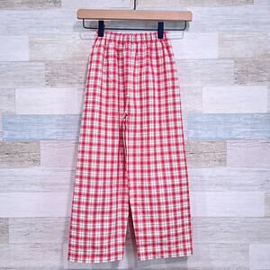 SHRIMP & GRITS KIDS Plaid Pull On Pants Red Green White Wide Leg Cotton Girls 6